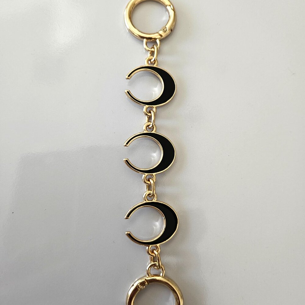 Handbag Purse Chain Handle Strap Crossbody Extender "C' - Gold Tone/Black - Picture 3 of 3